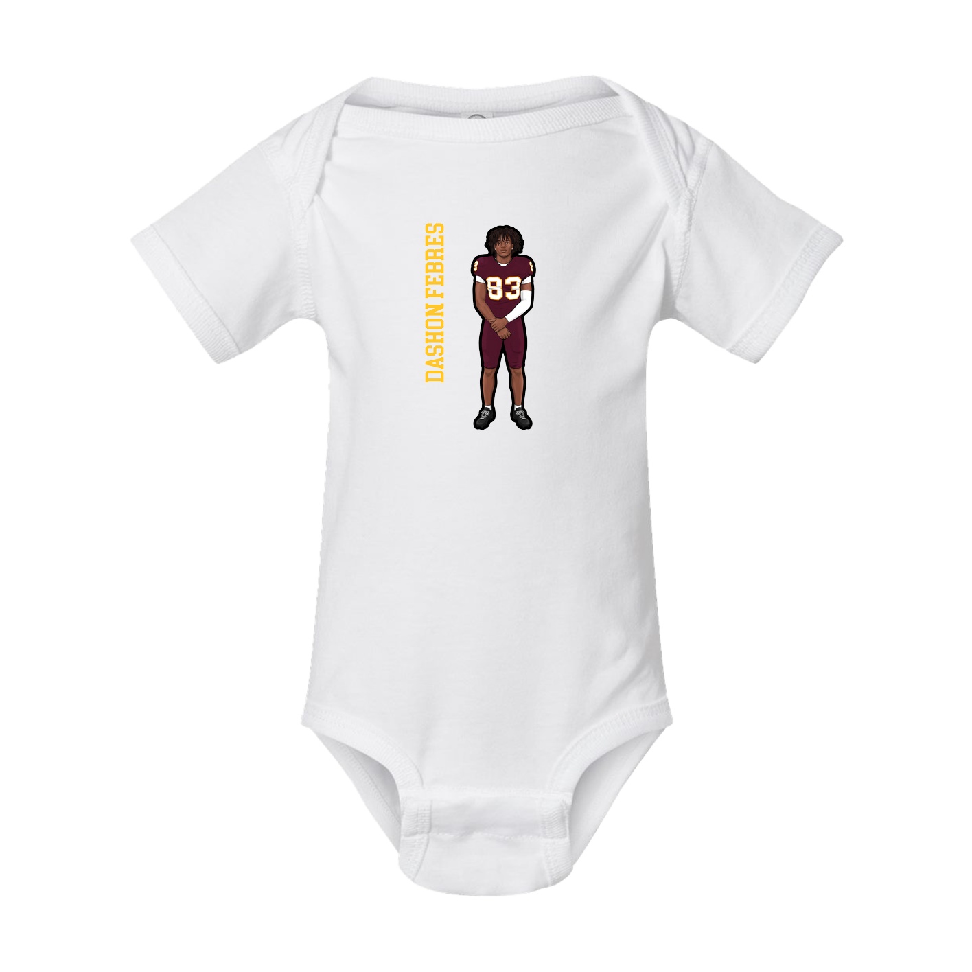Baby Onesie — Name Vertical in White