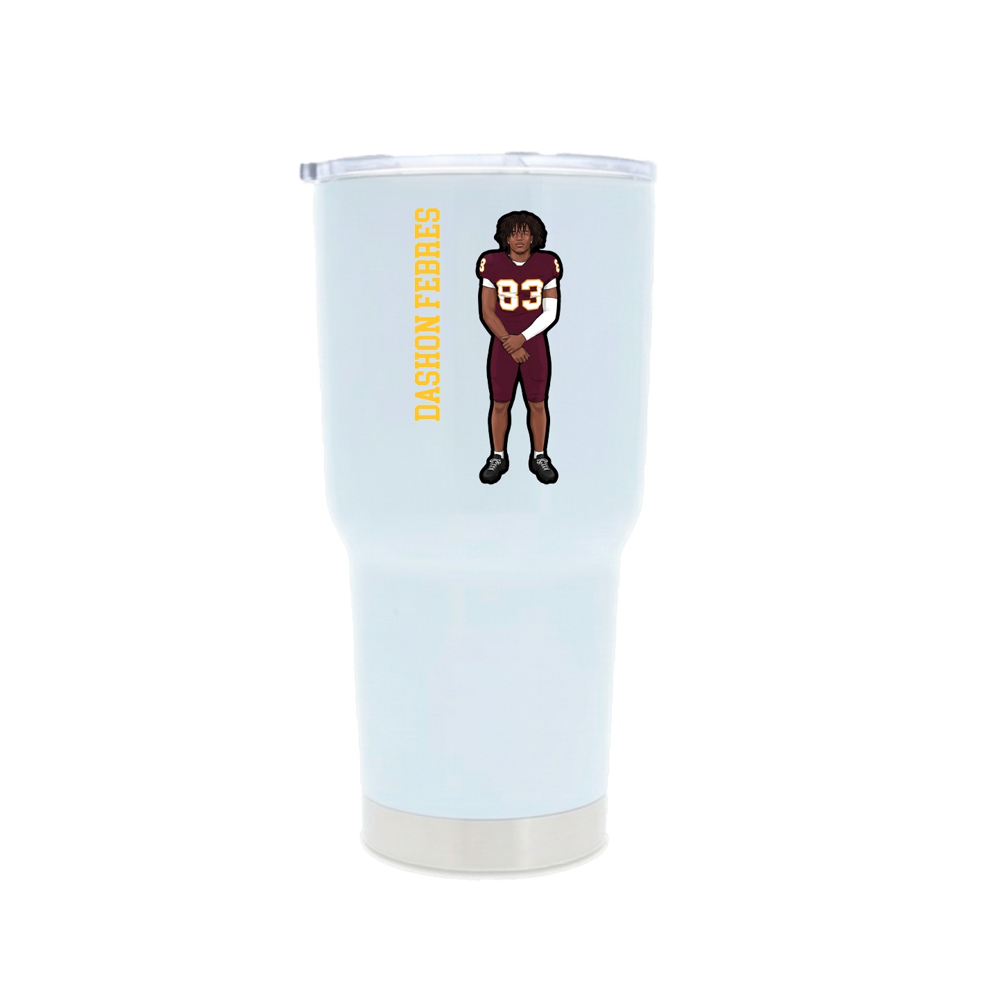 30oz Stainless Steel Tumbler — Name Vertical in White
