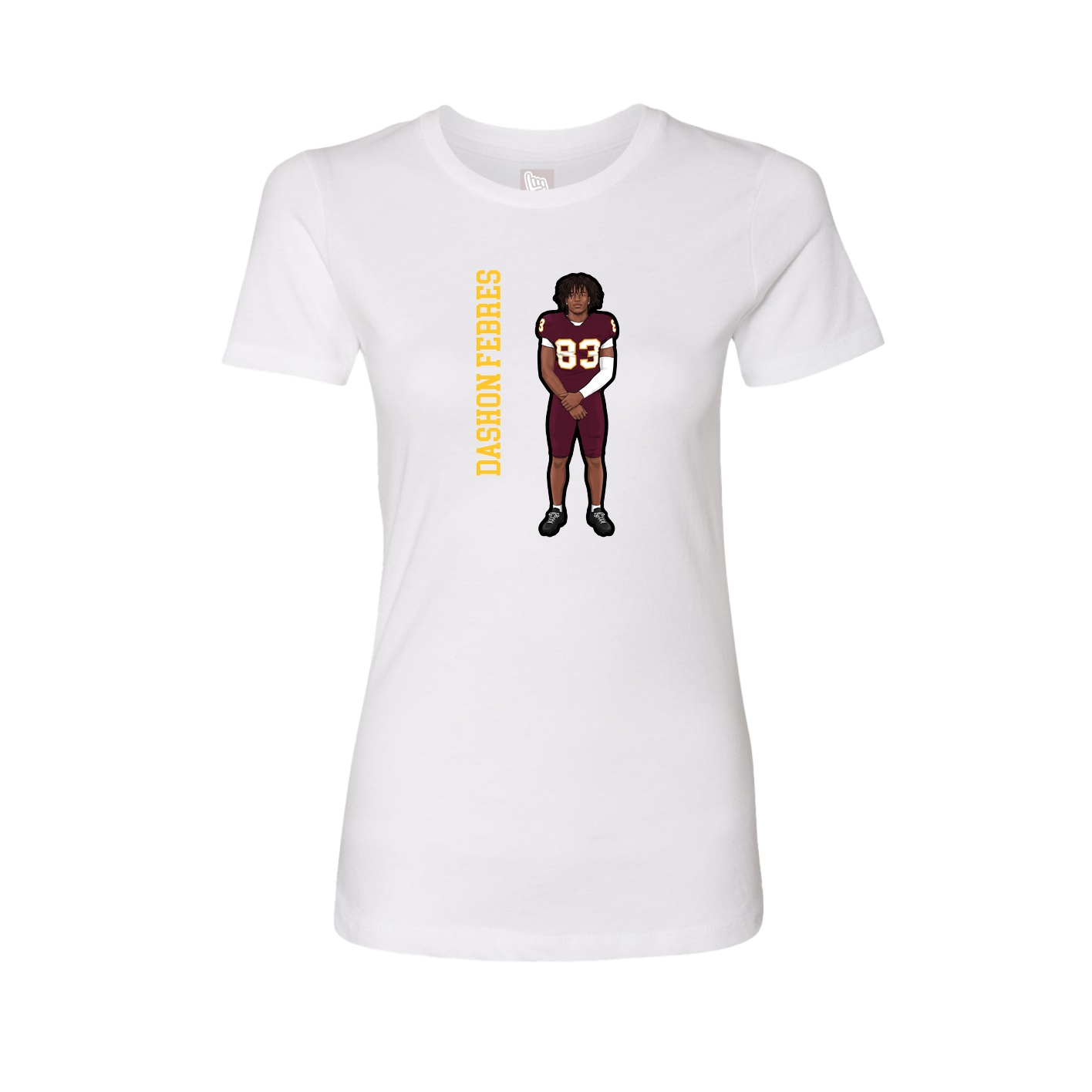 Fitted Women's Tee — Name Vertical in White