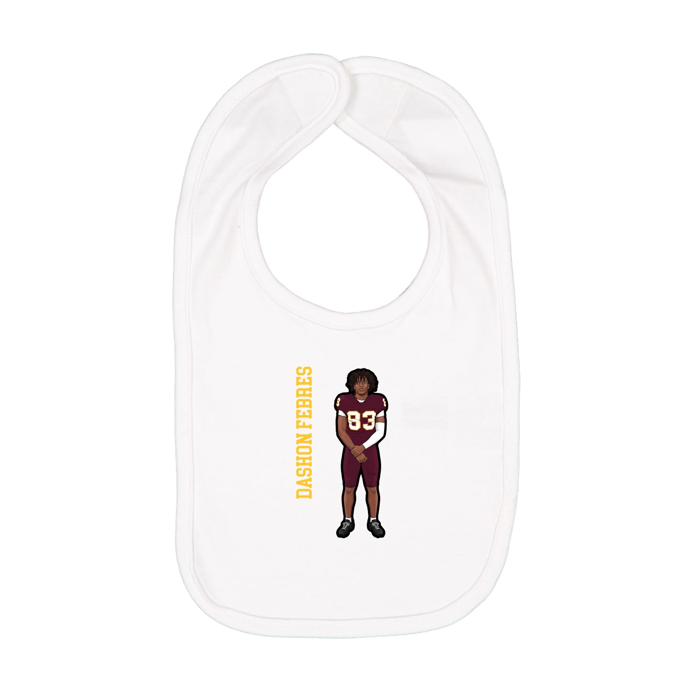 Infant Bib — Name Vertical in White