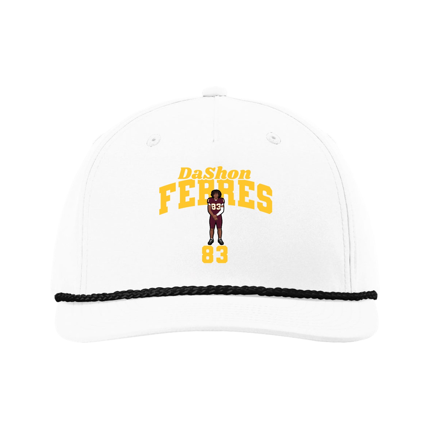 Five-Panel Classic Rope Cap — Signature Arch in White
