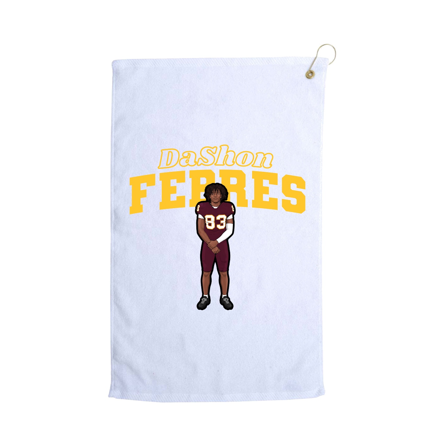 Golf Towel — Name Arch in White