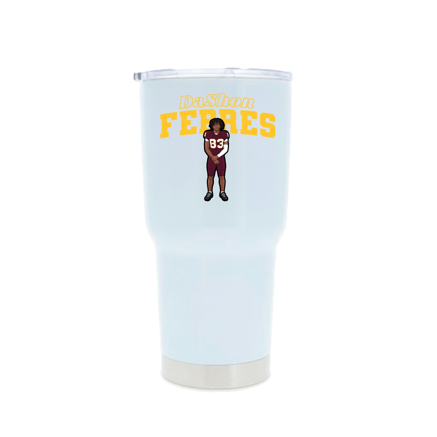 30oz Stainless Steel Tumbler — Name Arch in White
