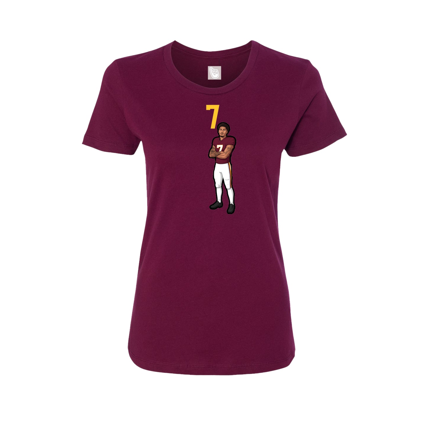 Fitted Women's Tee — Number Top in Maroon