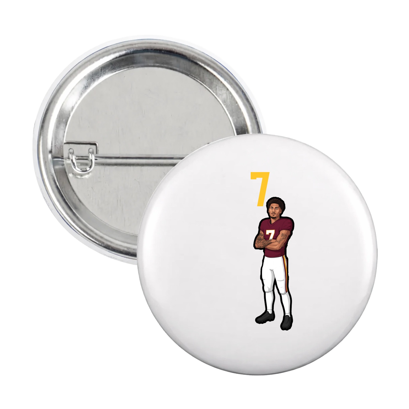 Game Day Button — Number Top in White
