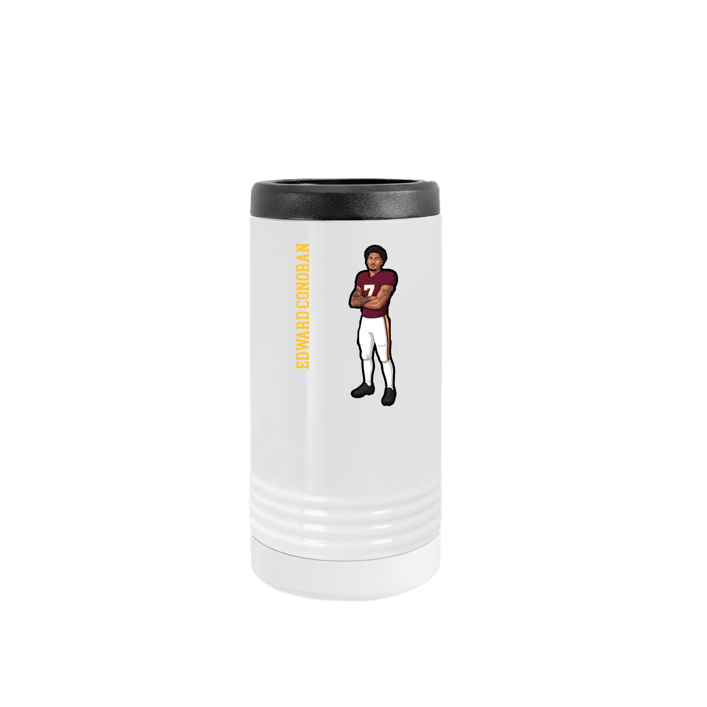Slim Beverage Holder — Name Vertical in White