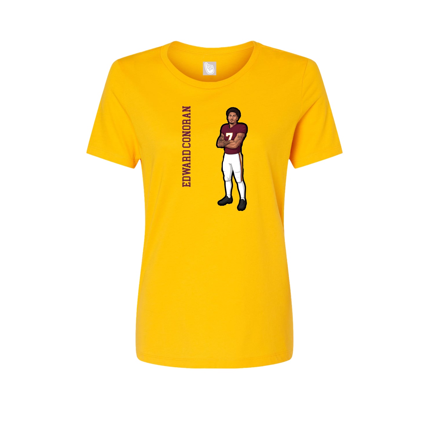 Fitted Women's Tee — Name Vertical in Gold