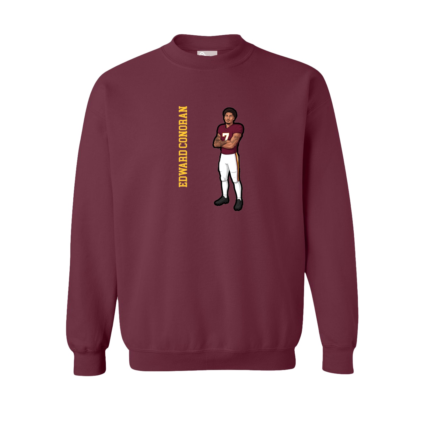 Fleece Crew — Name Vertical in Maroon