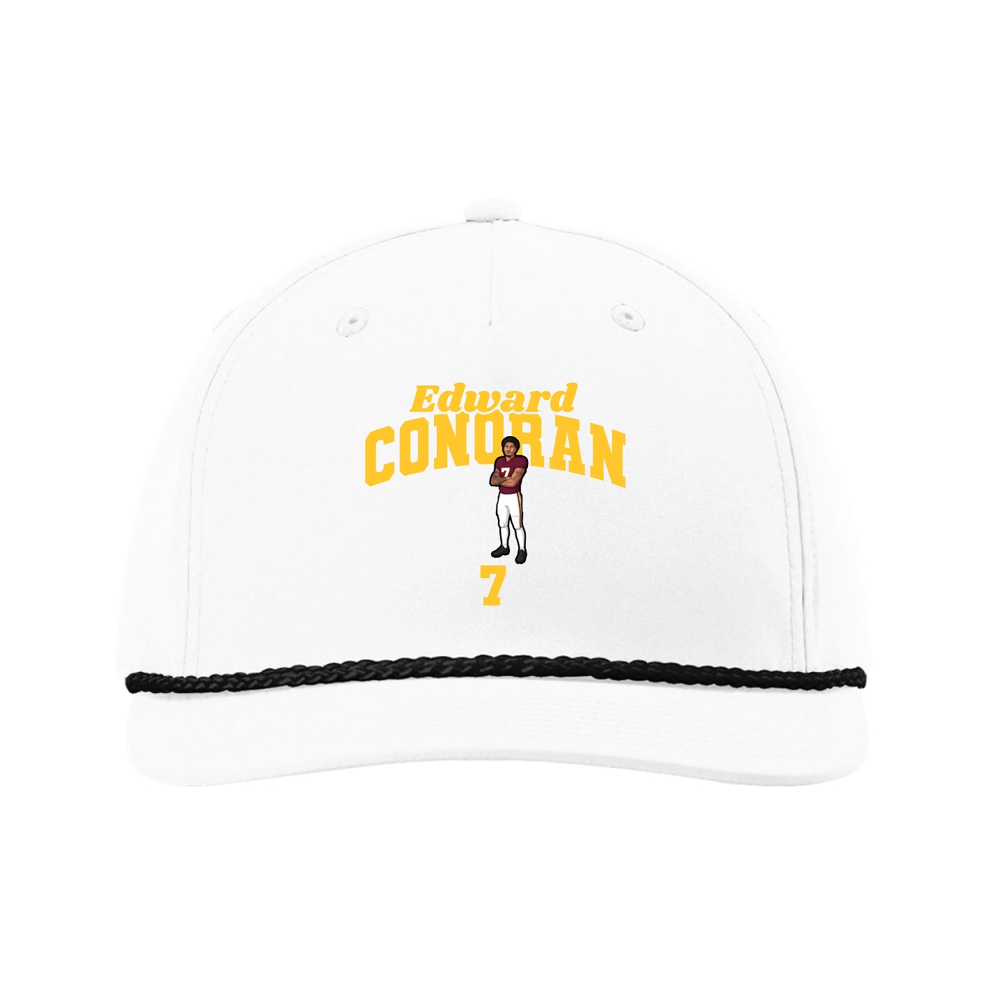 Five-Panel Classic Rope Cap — Signature Arch in White