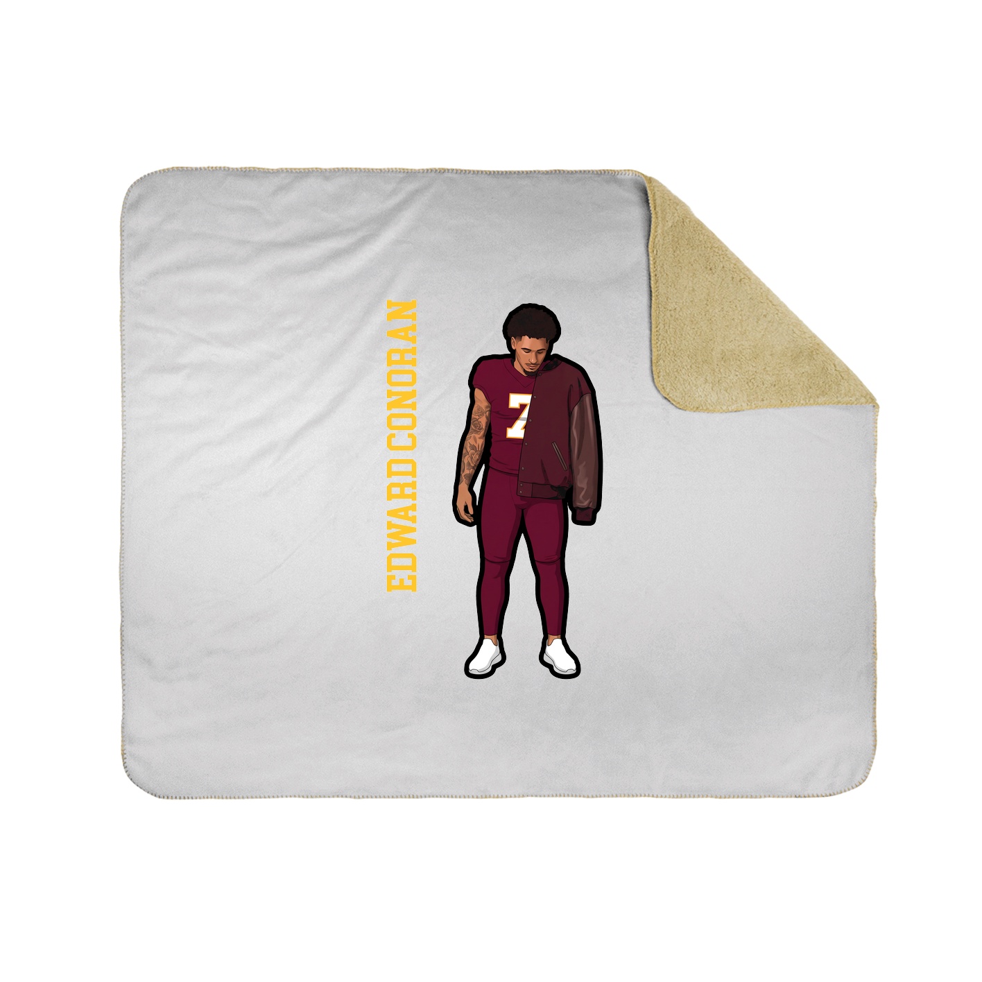 Throw Blanket — Name Vertical in White