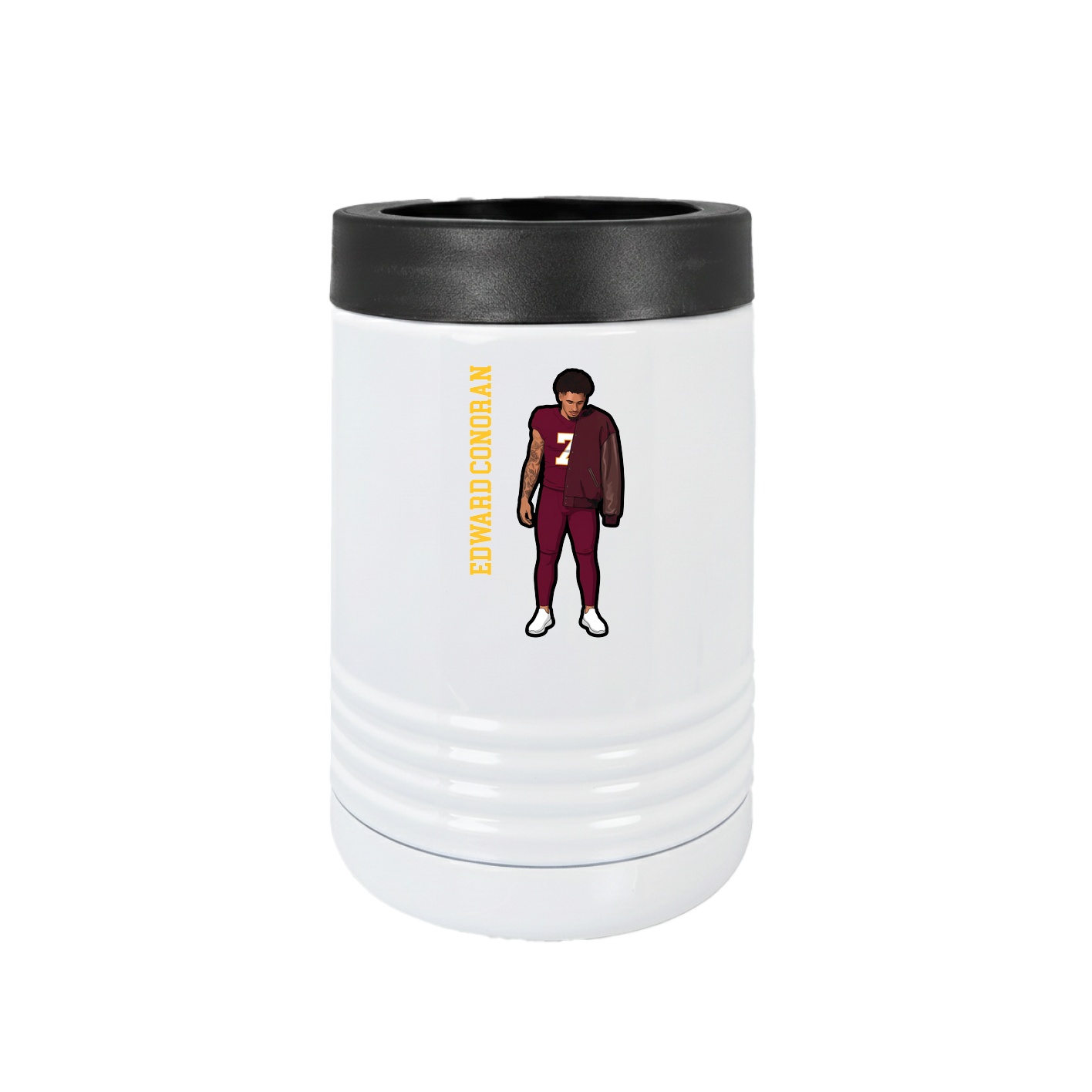 Beverage Holder — Name Vertical in White