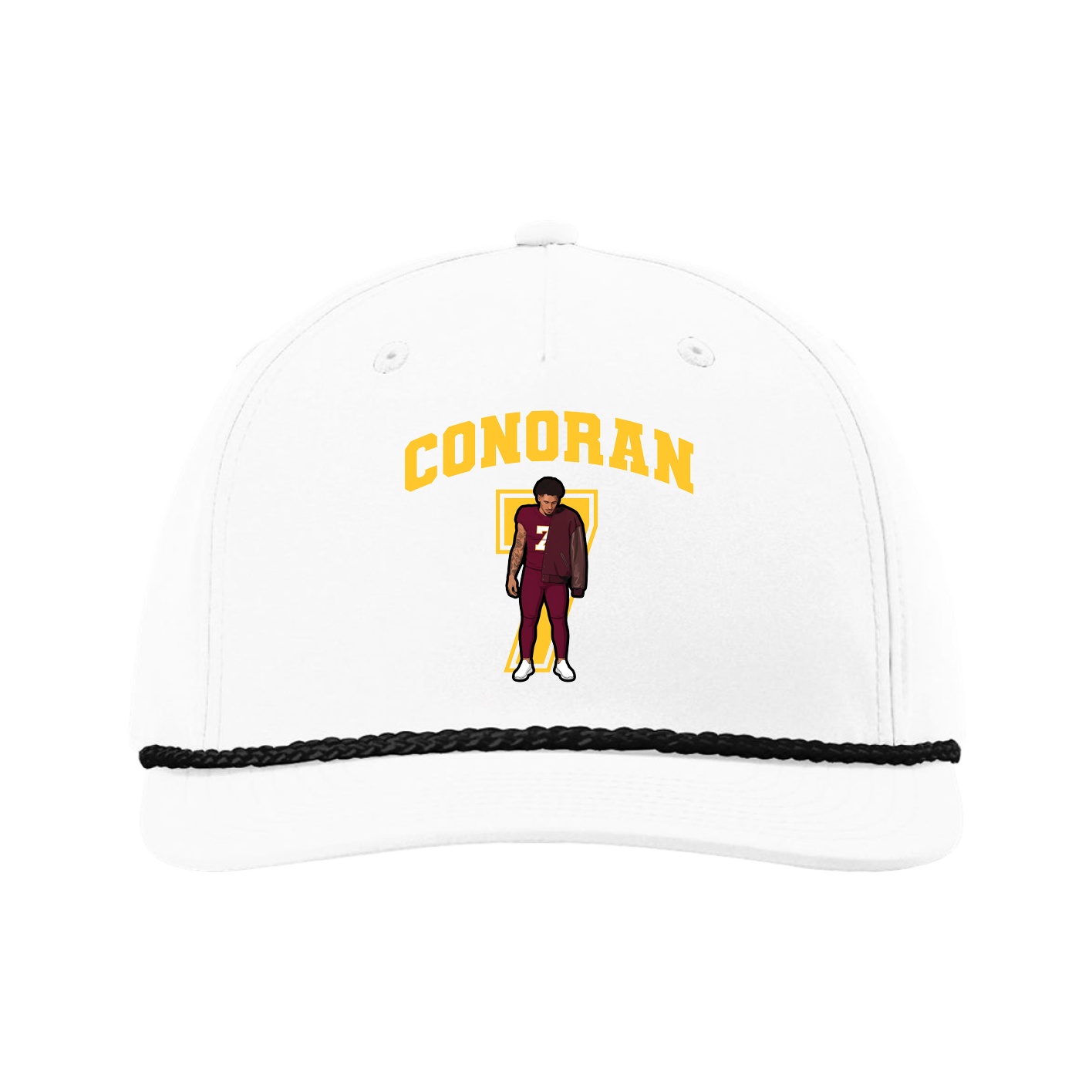Five-Panel Classic Rope Cap — Number in White