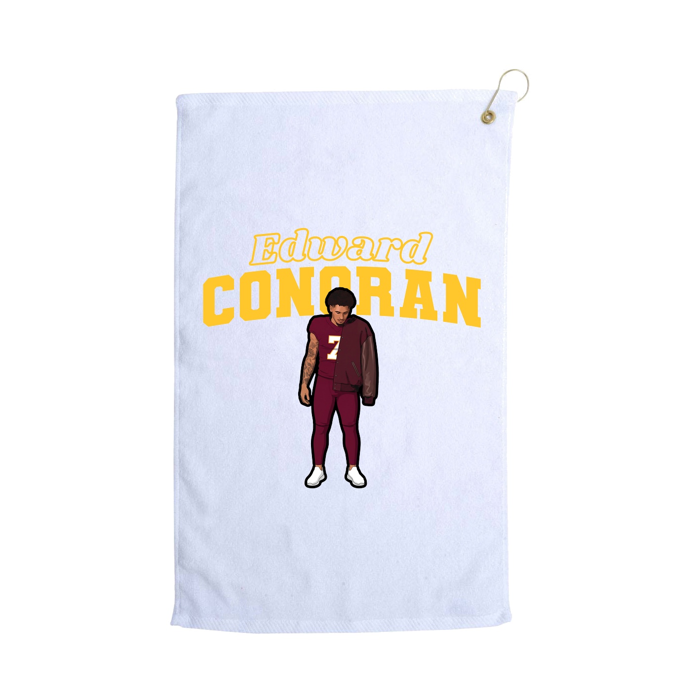 Golf Towel — Name Arch in White