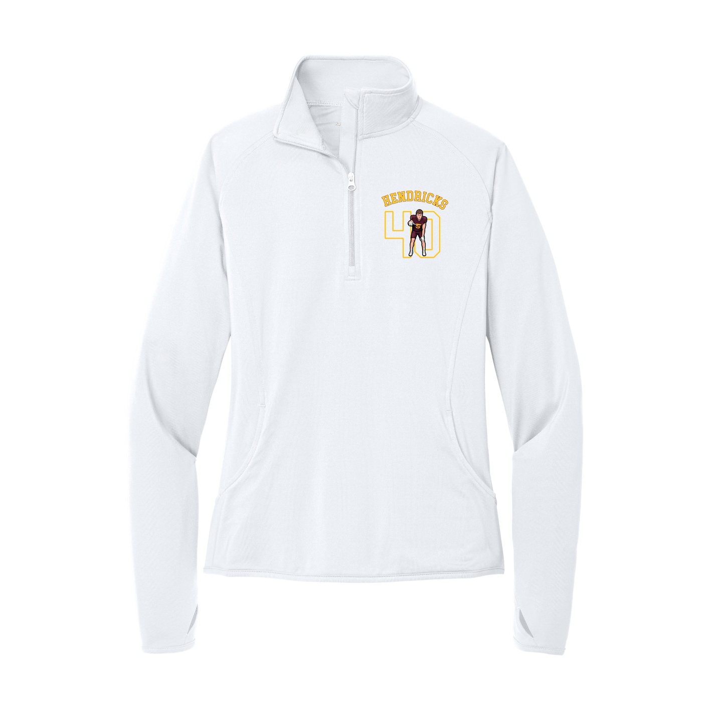 Women's Q-Zip Pullover — Shirsey Arch in White