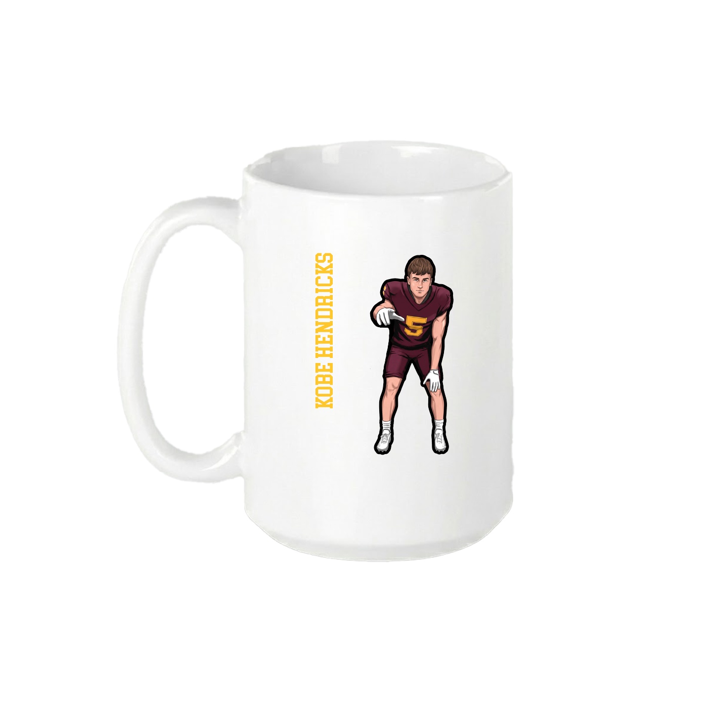 15oz Coffee Mug — Name Vertical in White