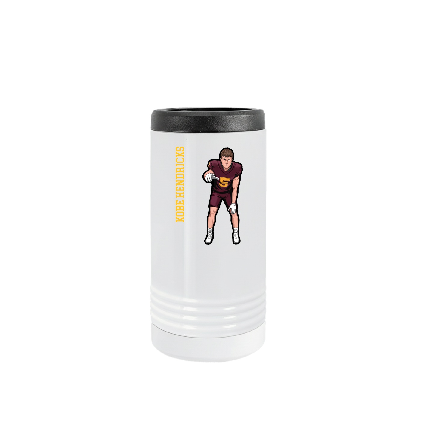 Slim Beverage Holder — Name Vertical in White