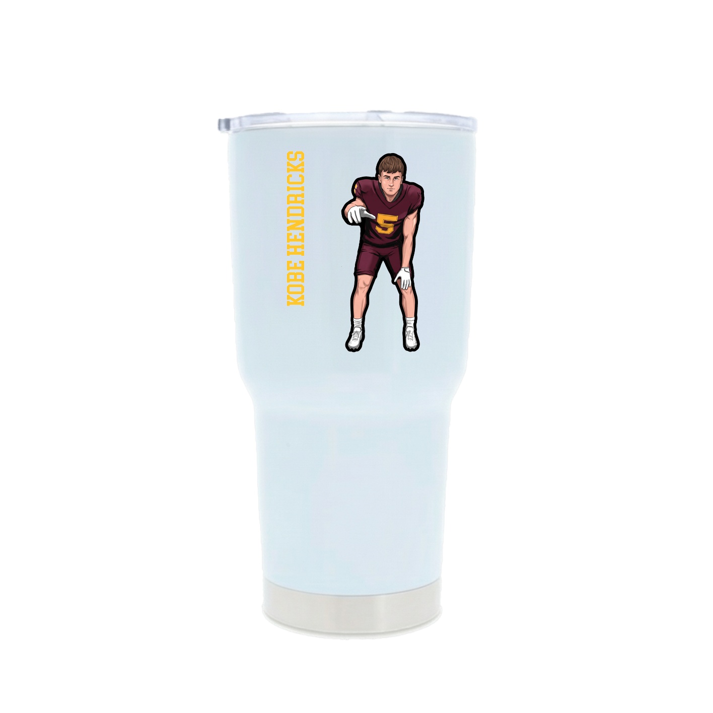30oz Stainless Steel Tumbler — Name Vertical in White