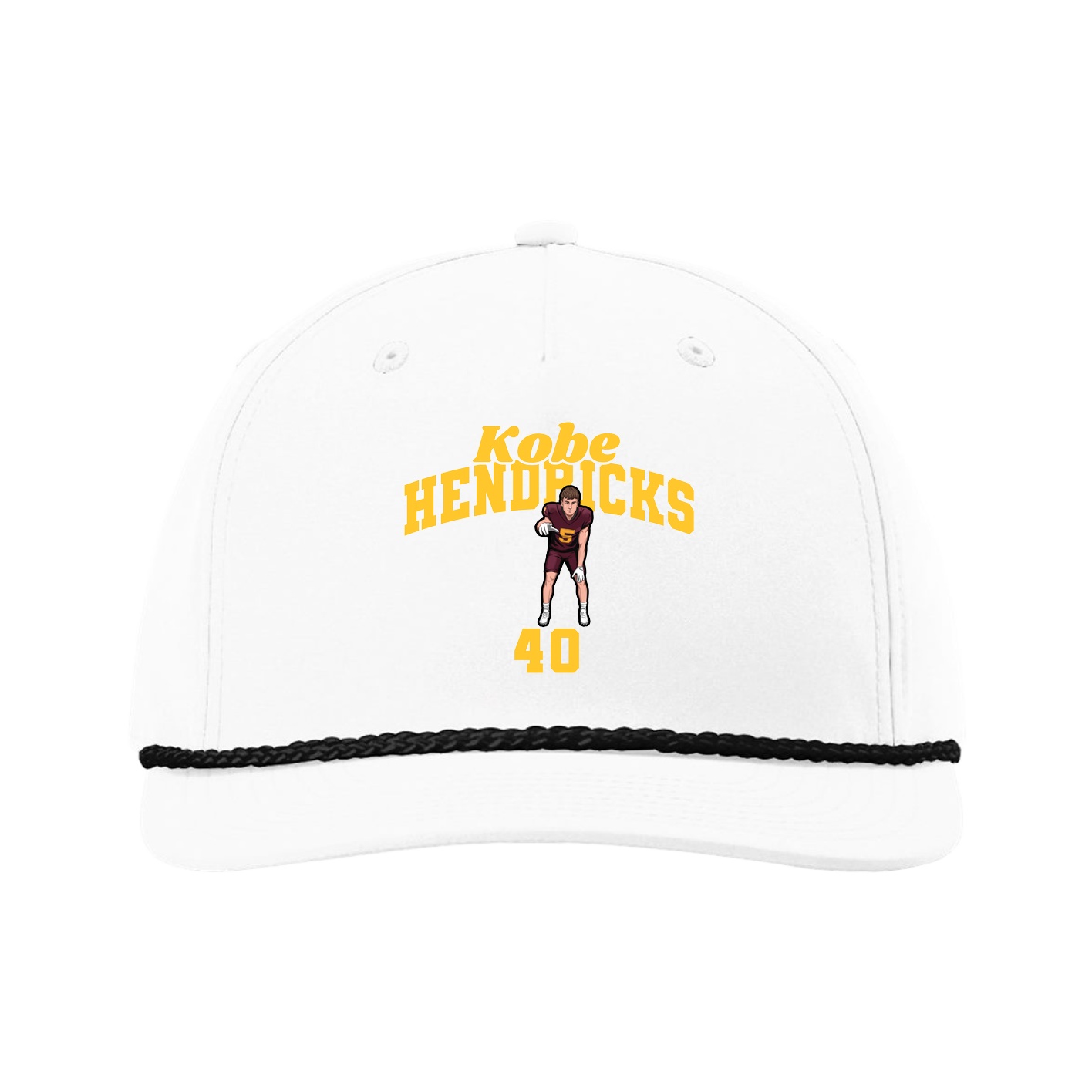 Five-Panel Classic Rope Cap — Signature Arch in White
