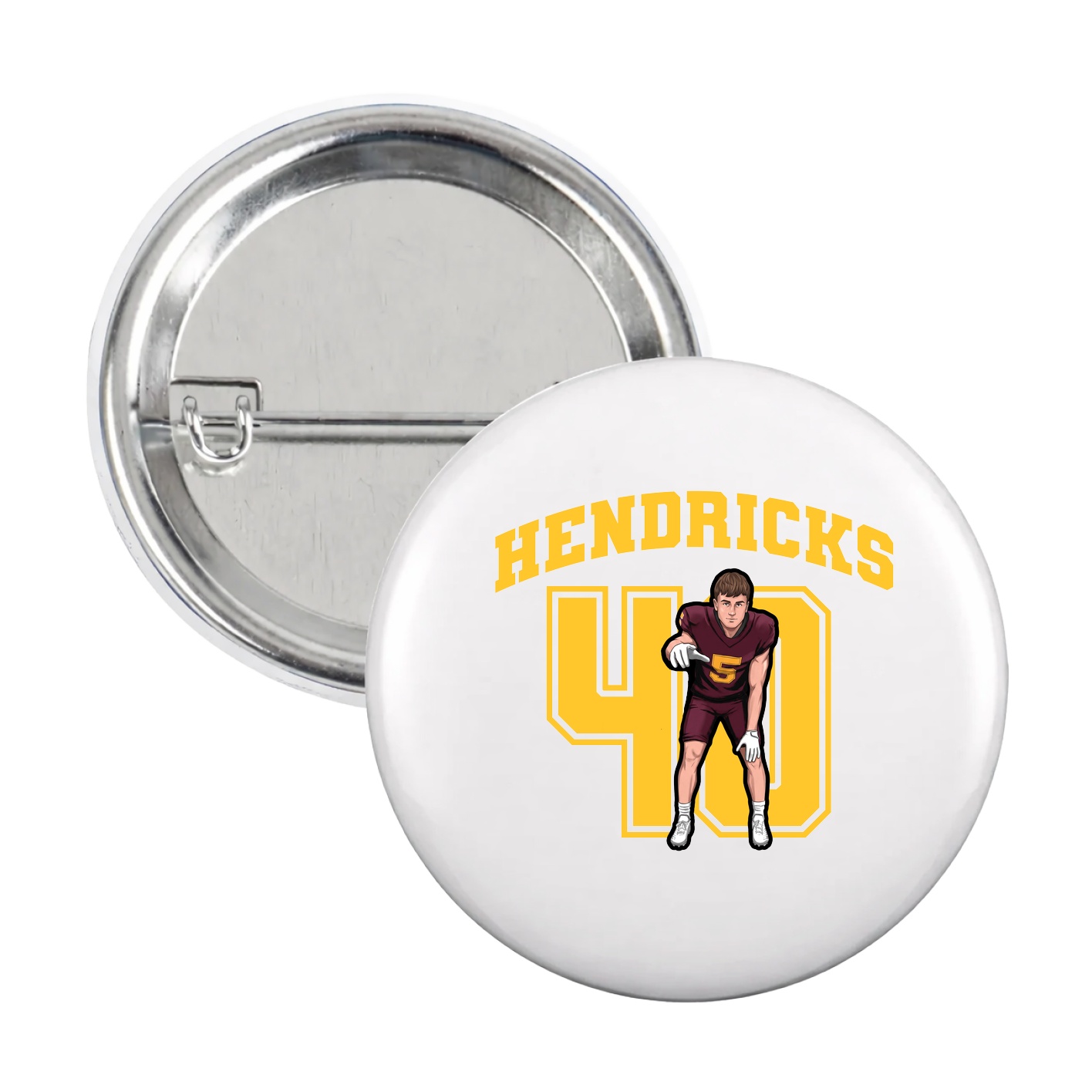 Game Day Button — Number in White
