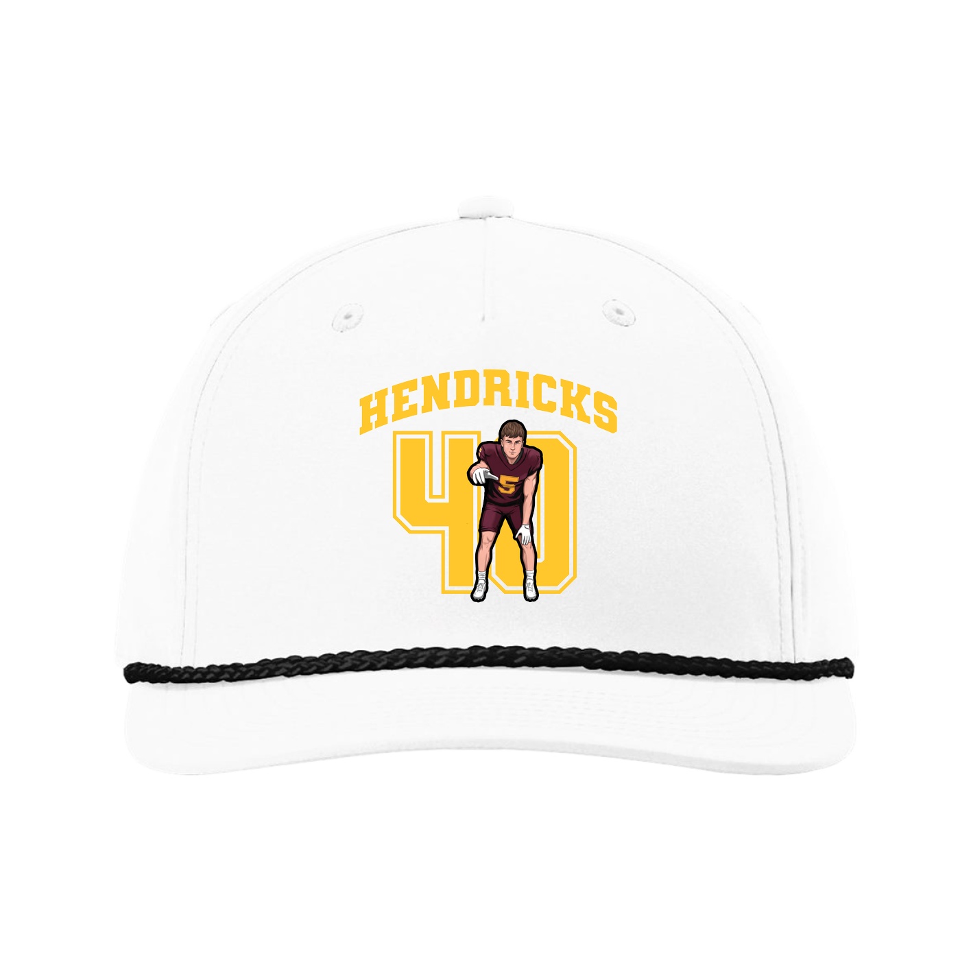 Five-Panel Classic Rope Cap — Number in White