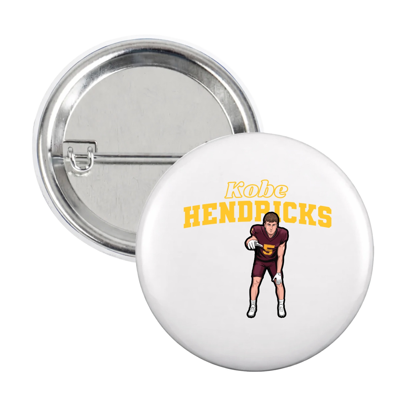 Game Day Button — Name Arch in White