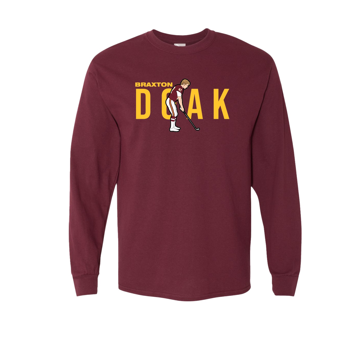 Long Sleeve Tee — Player Name in Maroon