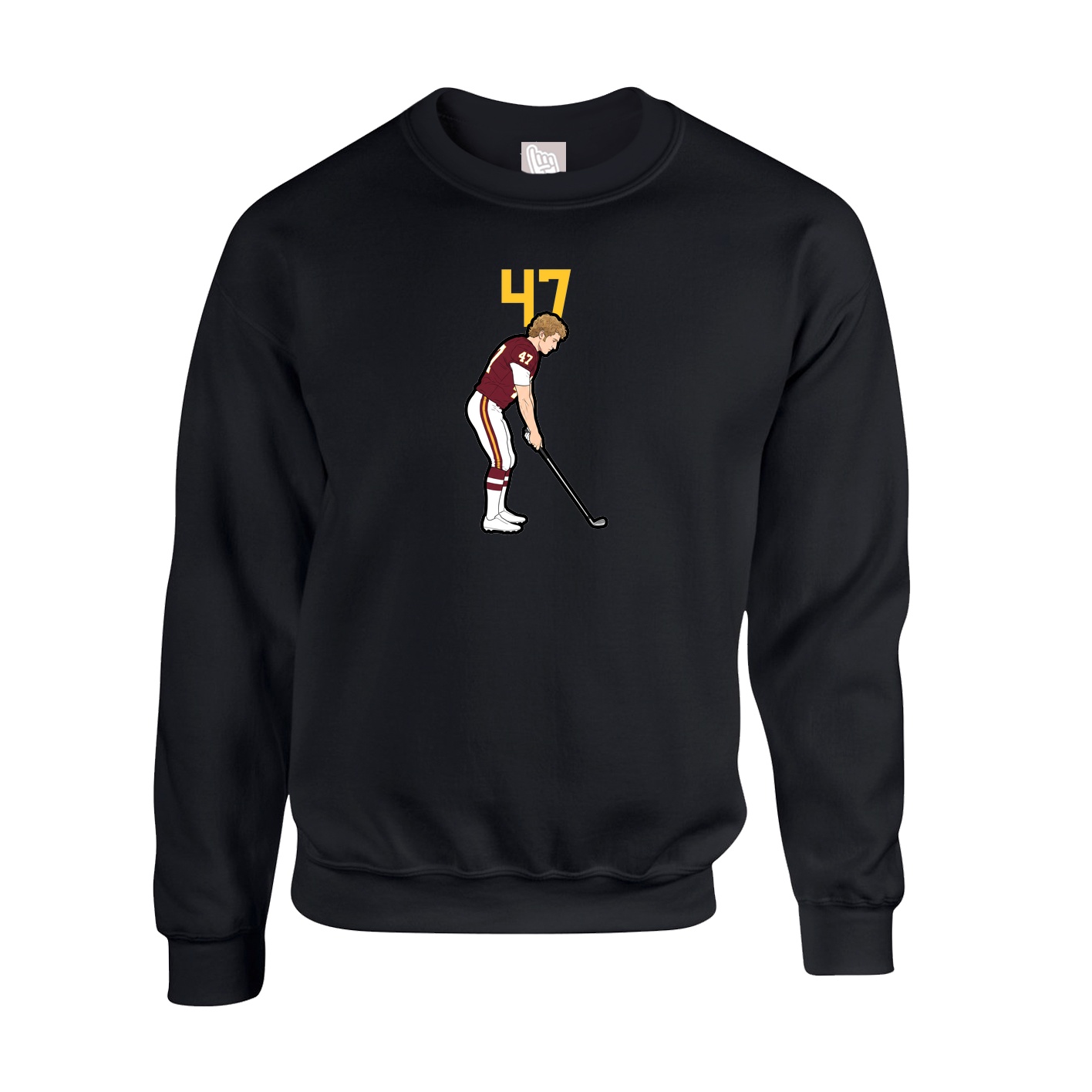 Fleece Crew — Number Top in Black