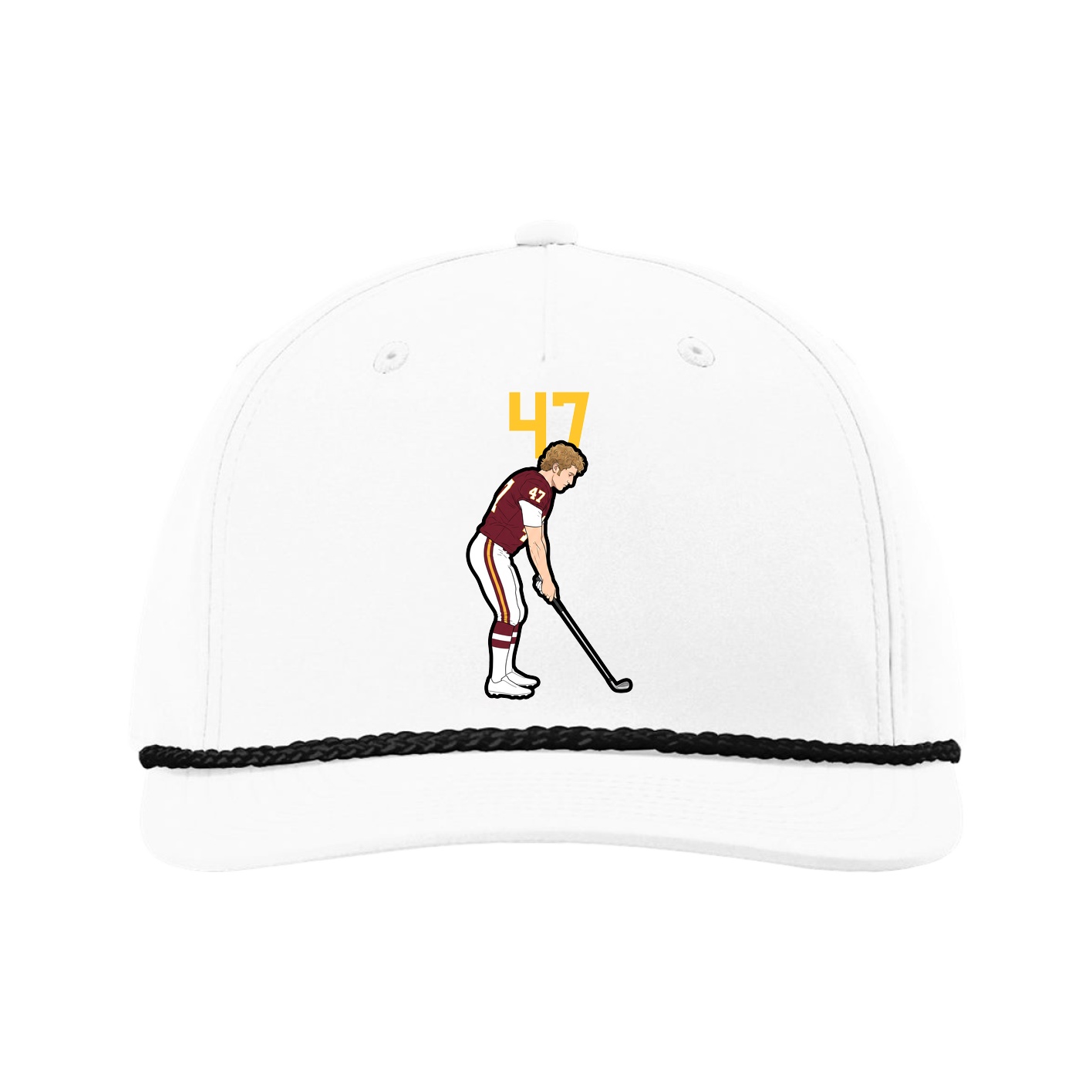 Five-Panel Classic Rope Cap — Number Top in White