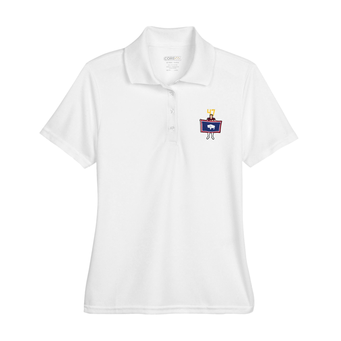 Womens Performance Polo — Number Top in White