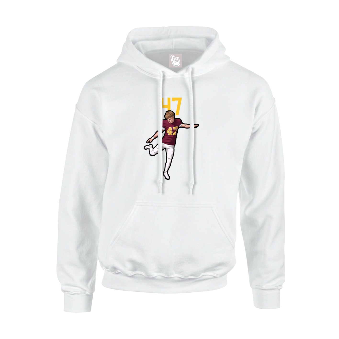Youth Hoodie — Number Top in White