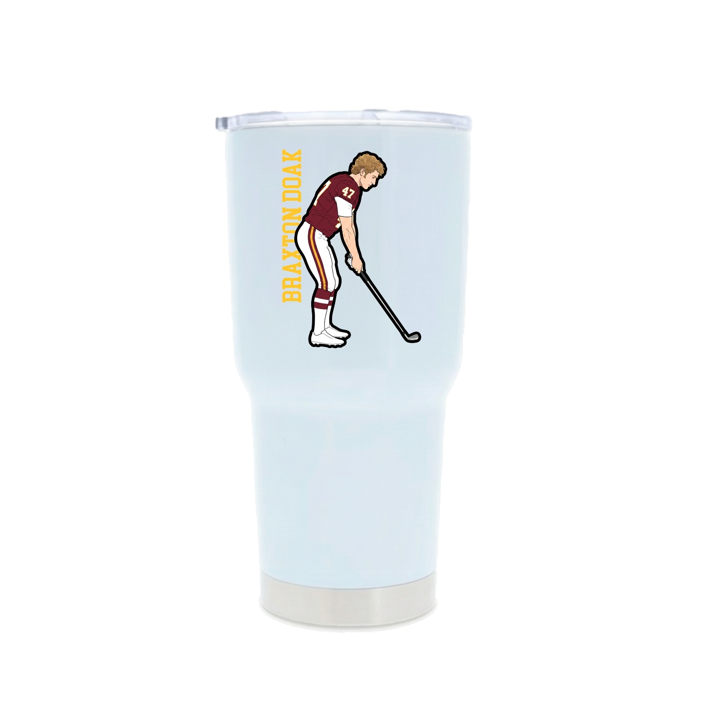 30oz Stainless Steel Tumbler — Name Vertical in White