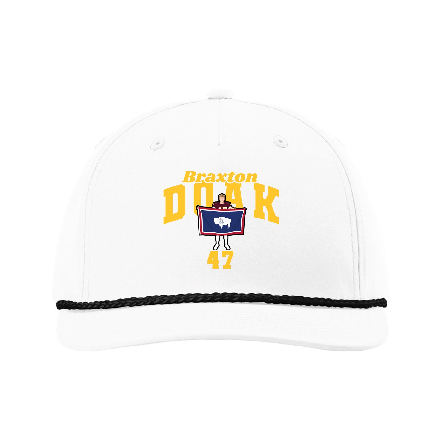 Five-Panel Classic Rope Cap — Signature Arch in White