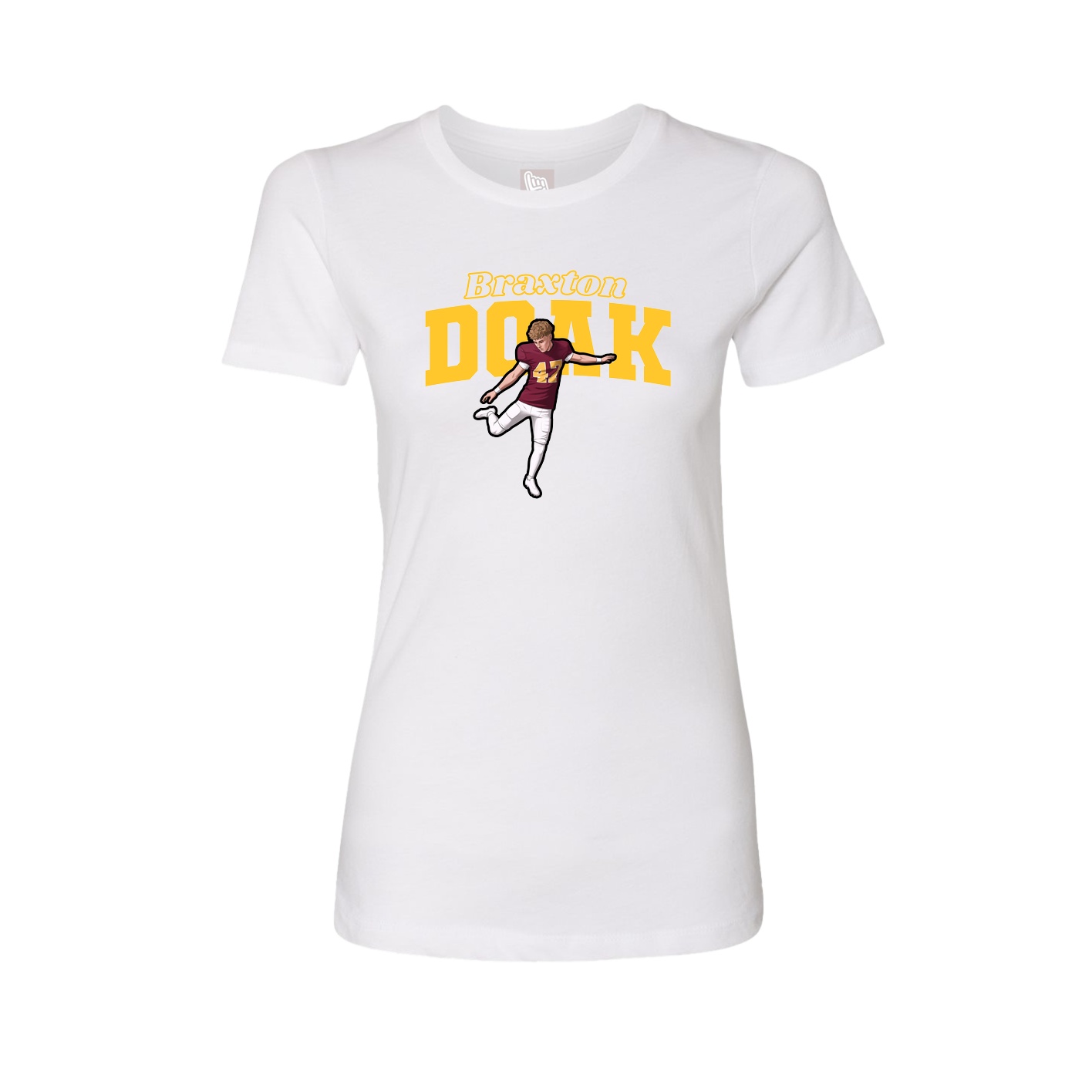 Fitted Women's Tee — Name Arch in White