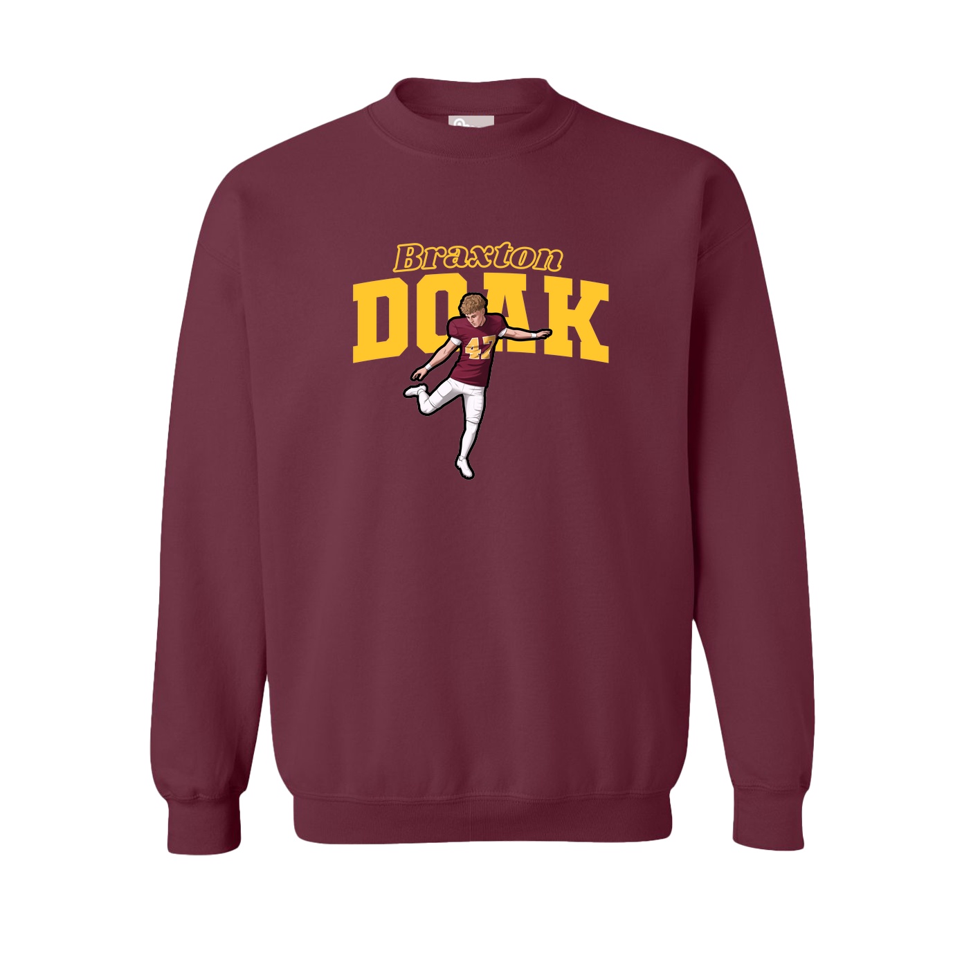 Fleece Crew — Name Arch in Maroon