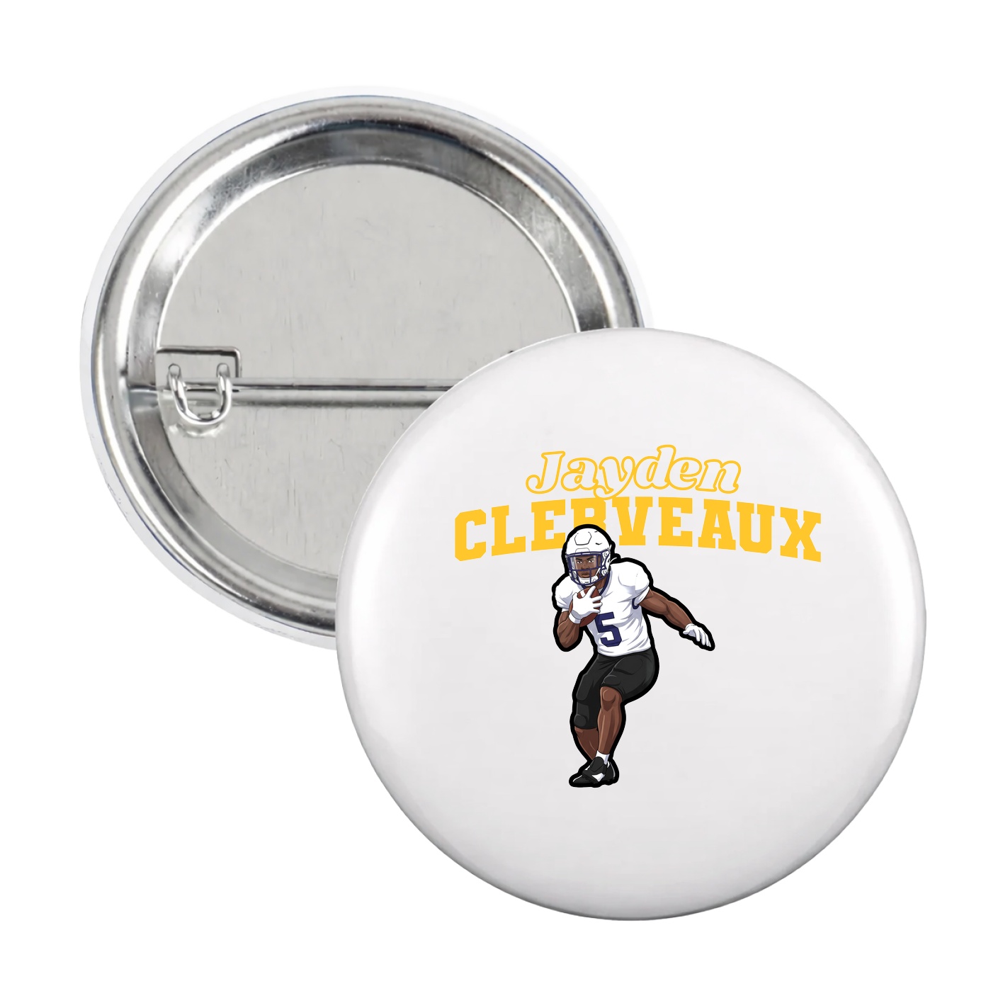 Game Day Button — Name Arch in White