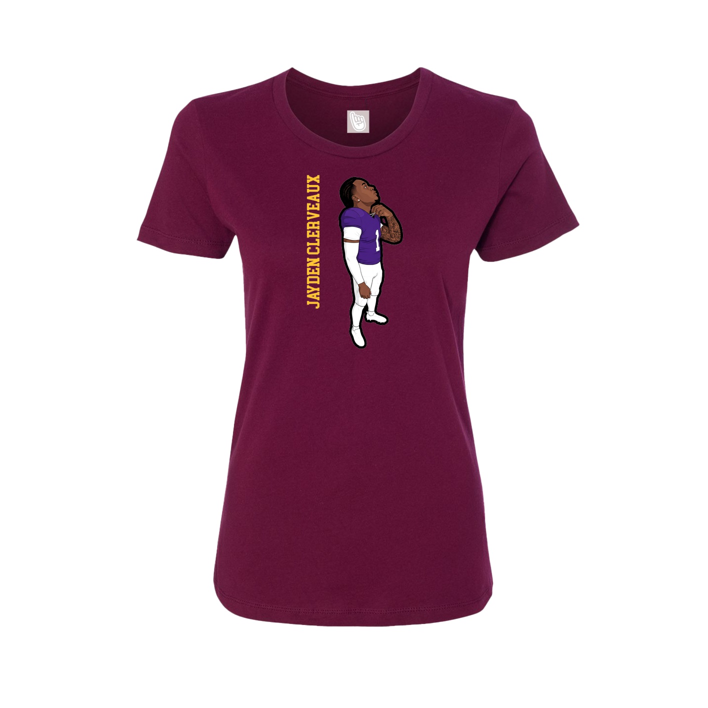 Fitted Women's Tee — Name Vertical in Maroon