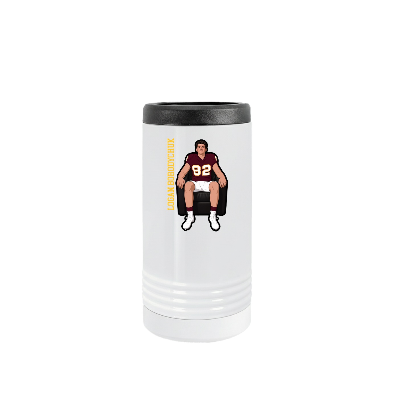 Slim Beverage Holder — Name Vertical in White