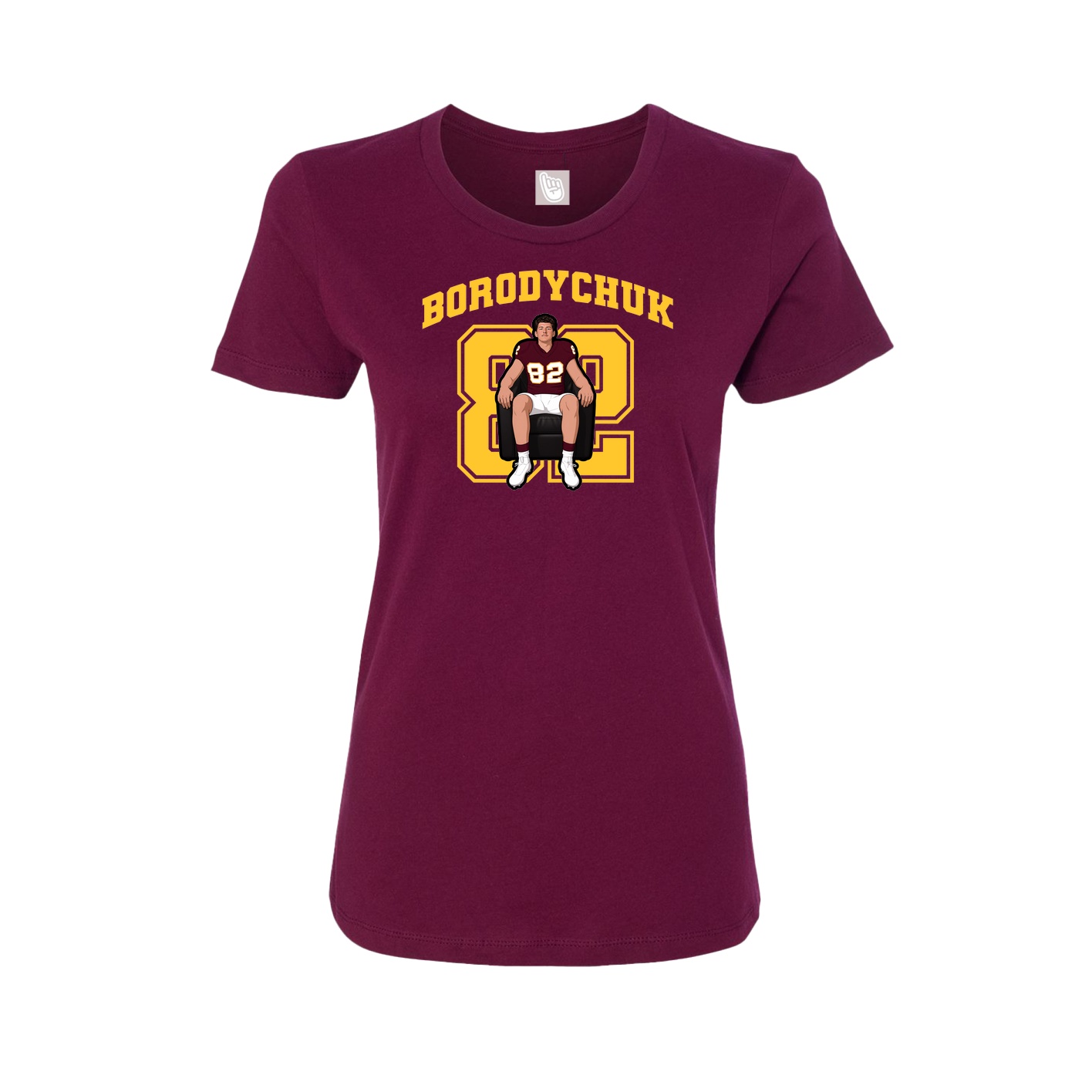 Fitted Women's Tee — Number in Maroon