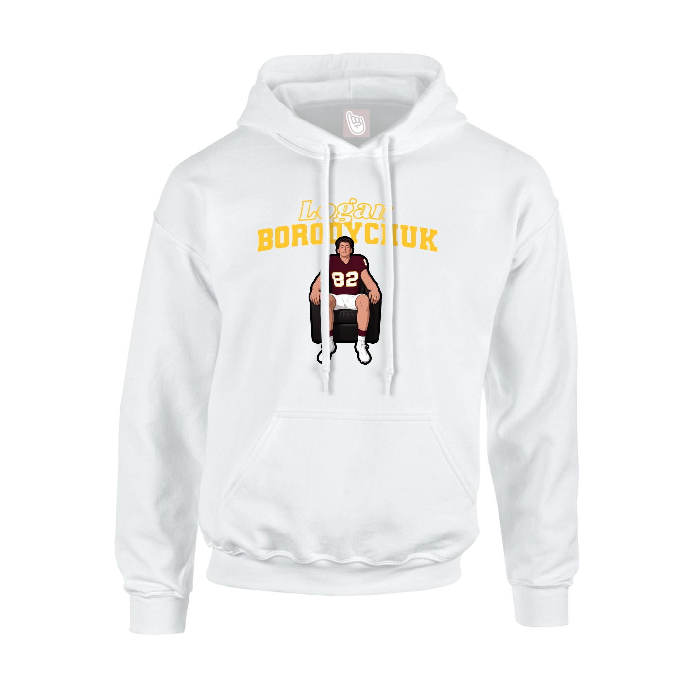 Youth Hoodie — Name Arch in White