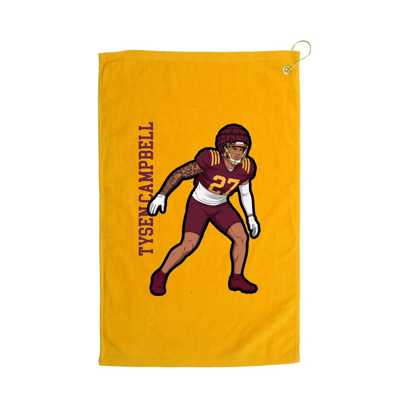 Golf Towel — Name Vertical in Gold