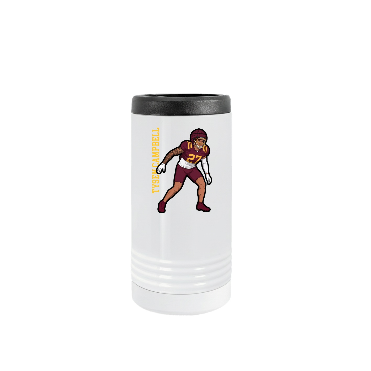 Slim Beverage Holder — Name Vertical in White