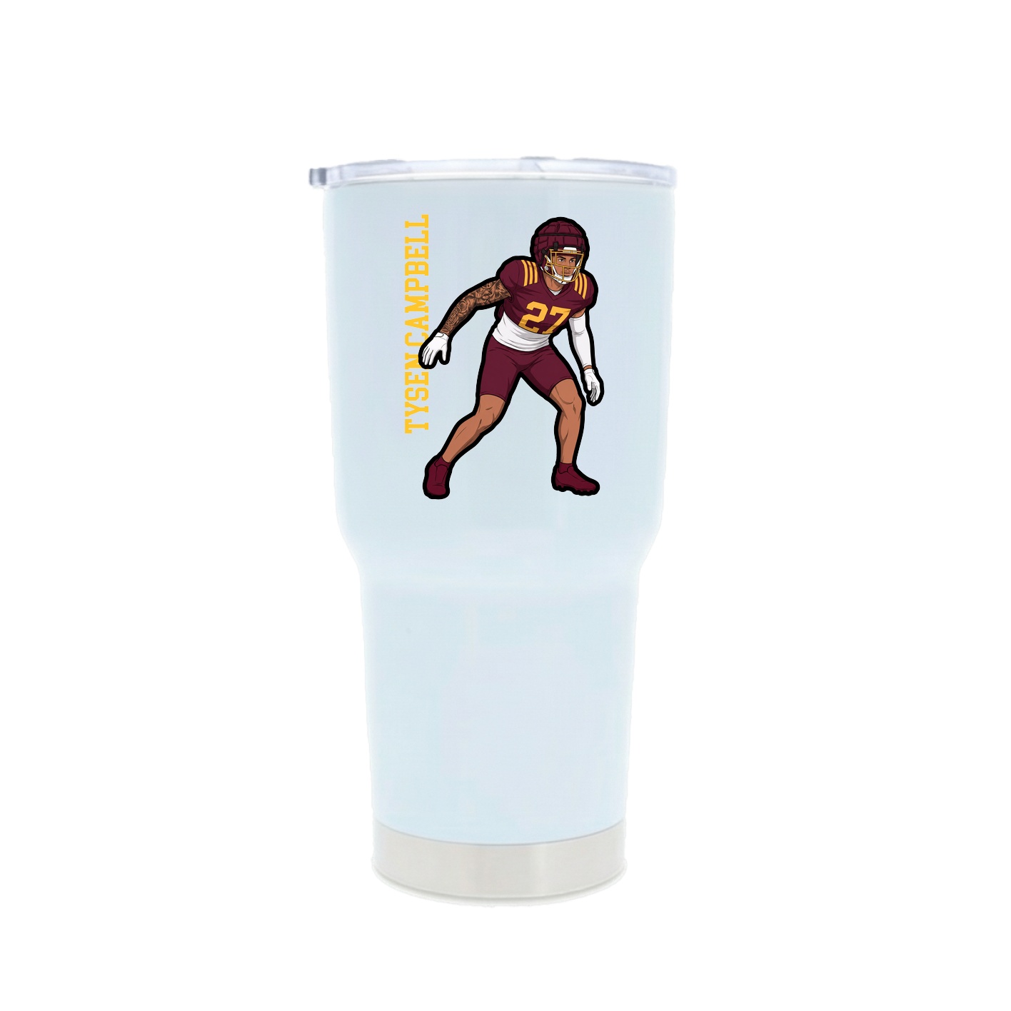 30oz Stainless Steel Tumbler — Name Vertical in White