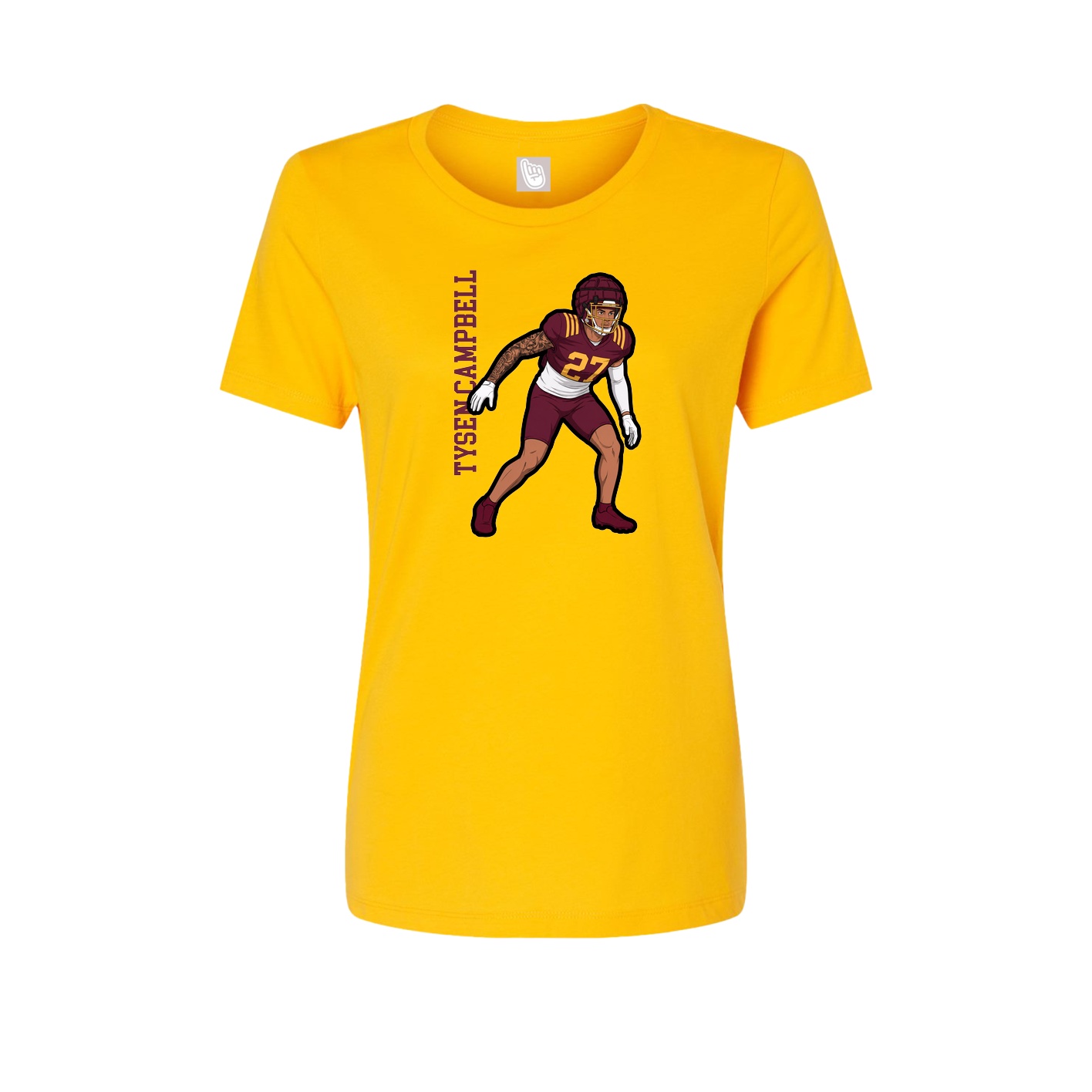 Fitted Women's Tee — Name Vertical in Gold