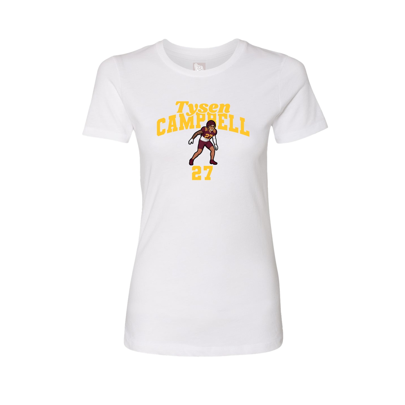 Fitted Women's Tee — Signature Arch in White