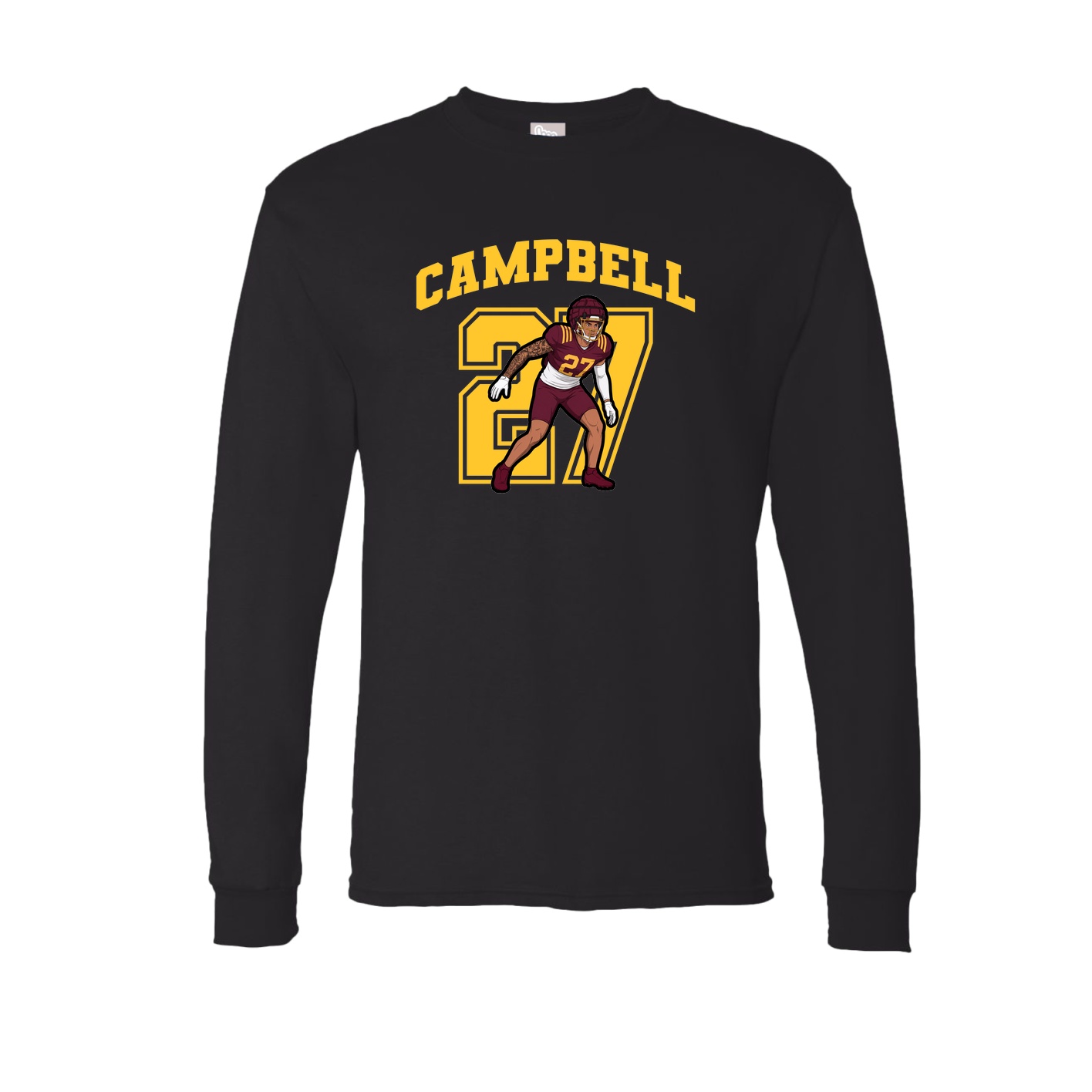 Long Sleeve Tee — Number in Black