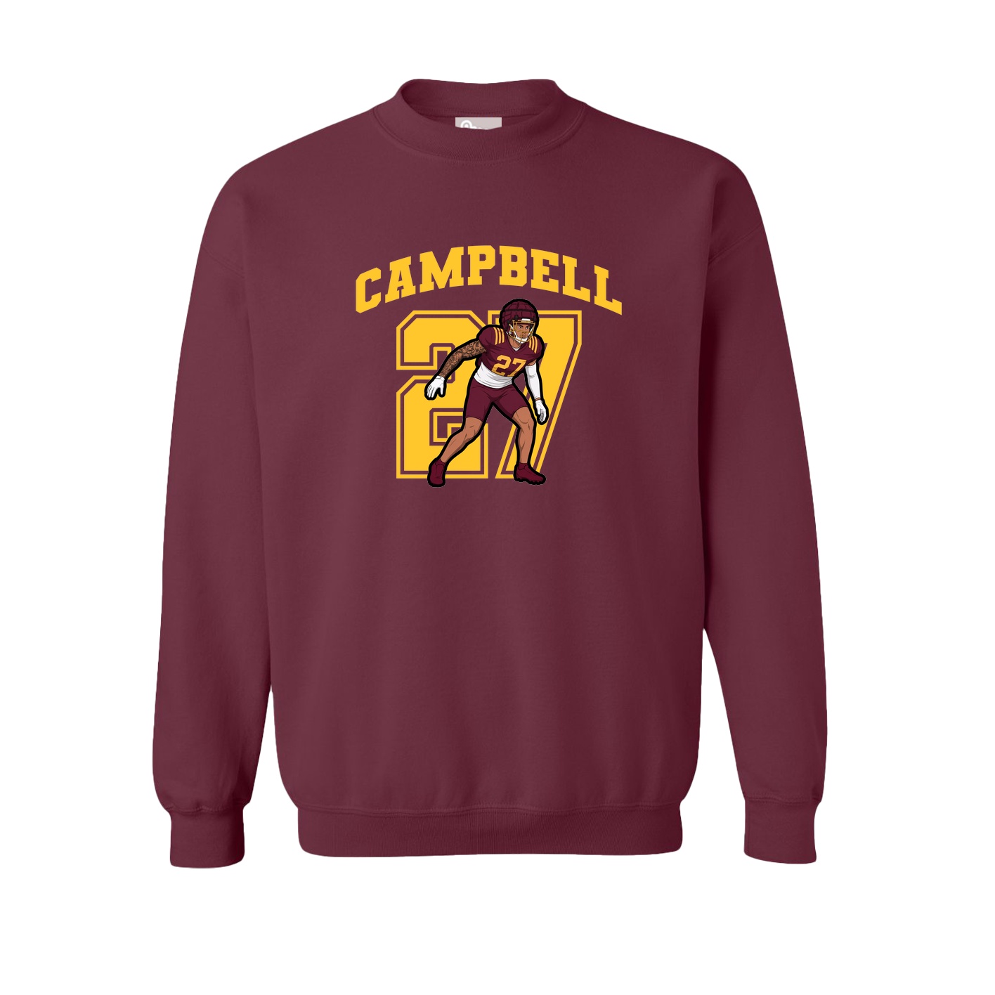 Fleece Crew — Number in Maroon