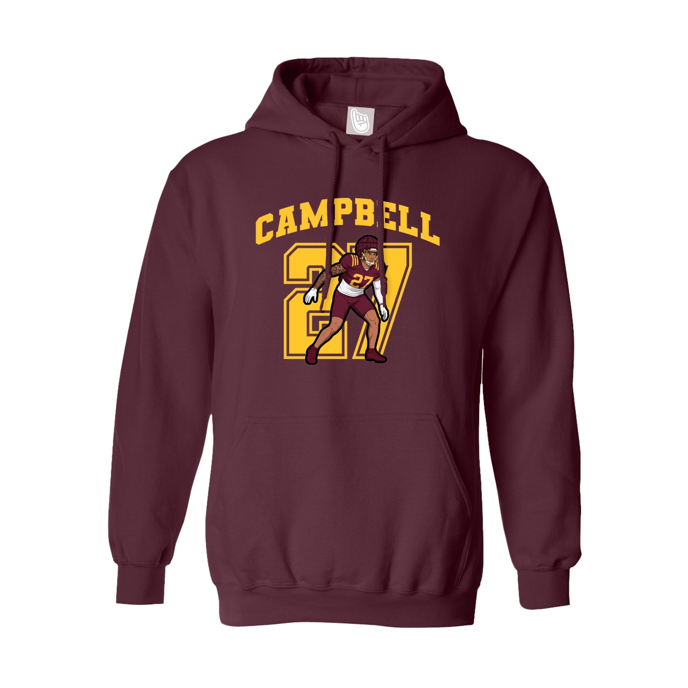 Youth Hoodie — Number in Maroon