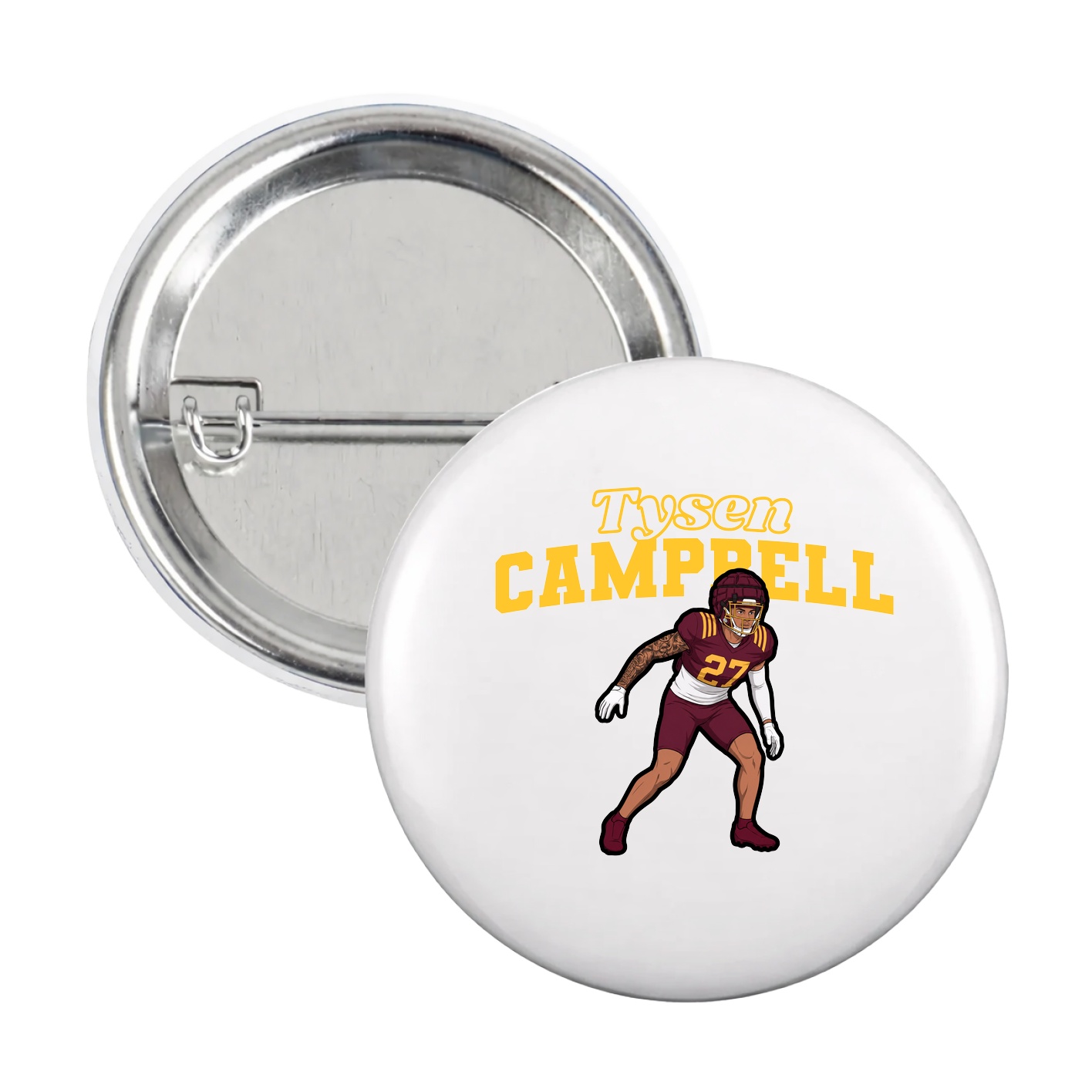 Game Day Button — Name Arch in White