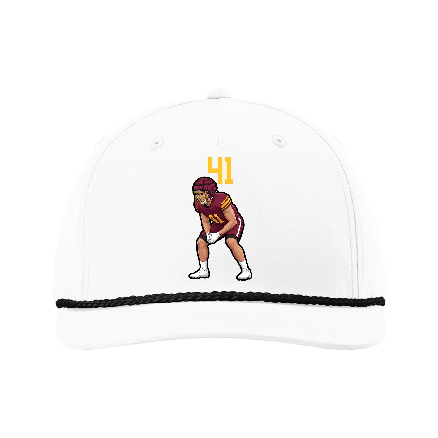Five-Panel Classic Rope Cap — Number Top in White