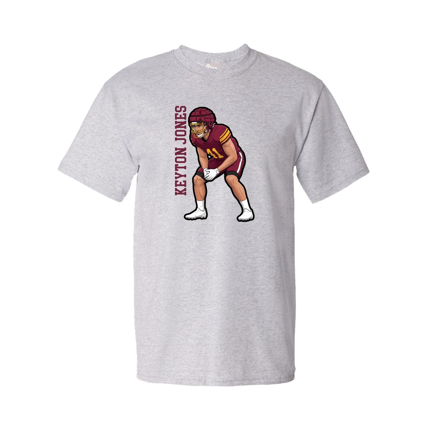 Youth Tee — Name Vertical in Grey